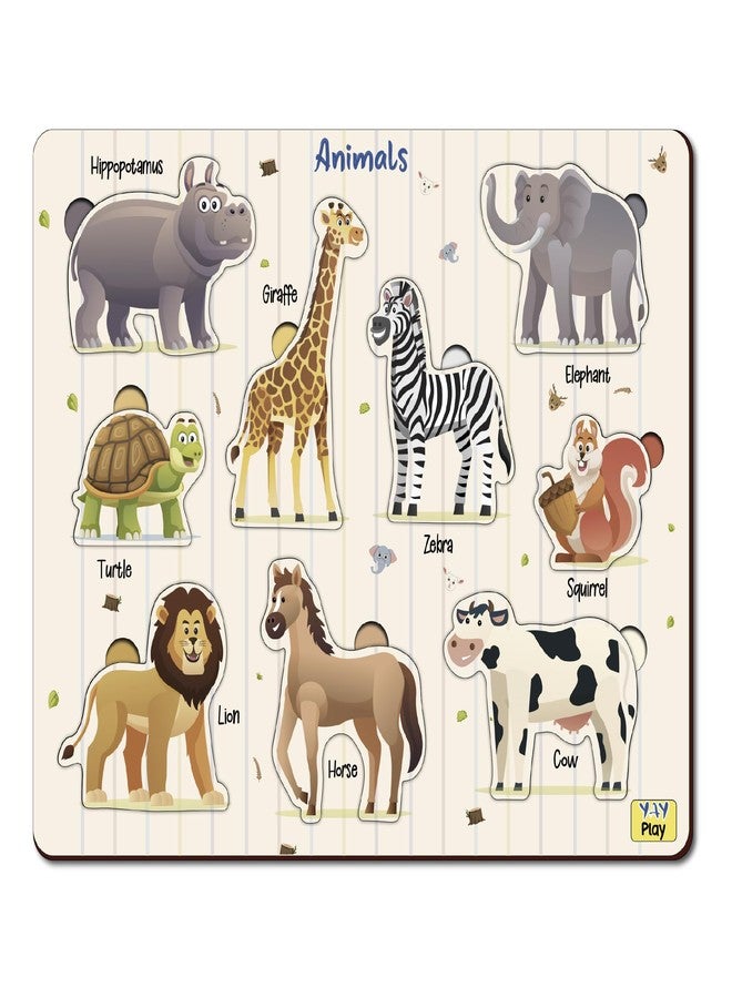 YaYplay Wooden Educational Wild Animals Picture Matching Puzzle for Preschool Toddler Kids 3 Years & Above - Image 1